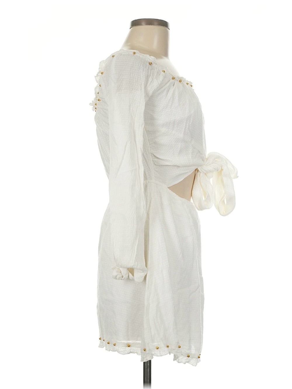 LOVERS + FRIENDS WHITE OFF THE SHOULDER TIE-FRONT SUNRISE DRESS. Size Medium. - Picture 7 of 16